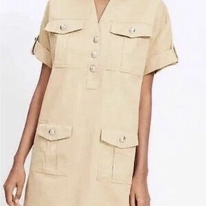 Ann Taylor Beige Utility-Style Mini Dress
